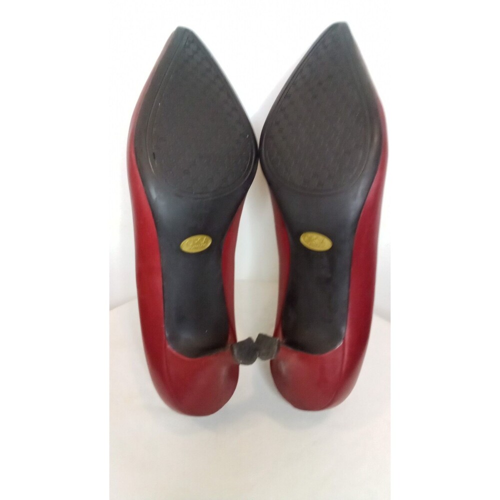 Red Leather Pumps Heels by Circa Joan & David Luxe Series Pointy Toe Size 6.5M - Picture 10 of 14